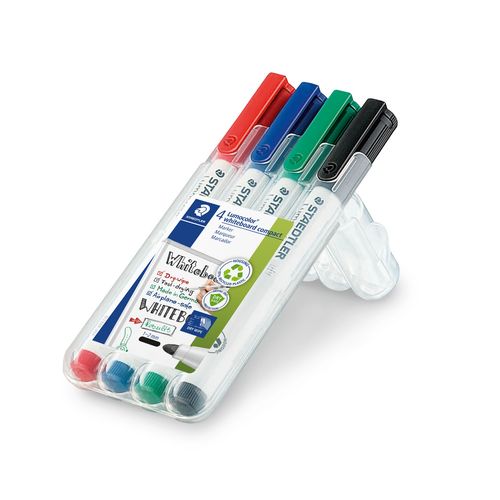 Staedtler Lumocolor 341 Whiteboard Marker Bullet Assorted Colours Wallet 4