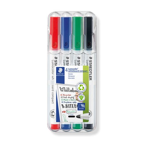 Staedtler Lumocolor 341 Whiteboard Marker Bullet Assorted Colours Wallet 4