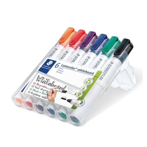 Staedtler Lumocolor 351 Whiteboard Marker Bullet Assorted Colours Wallet 6