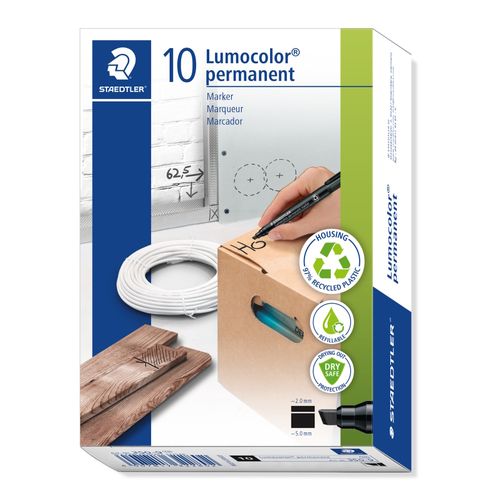 Staedtler 350 Permanent Marker Chisel Black - Sold Each (10 per Box)