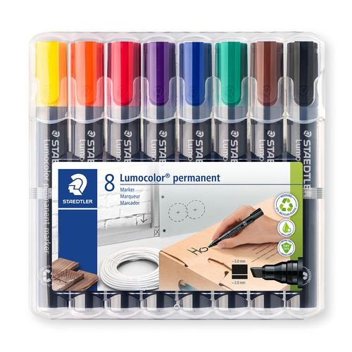 Staedtler 350 Permanent Marker Chisel Assorted Wallet of 8