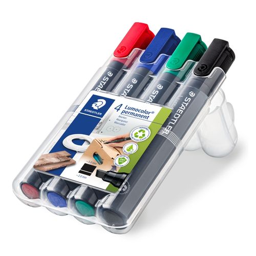 Staedtler 350 Permanent Marker Chisel Assorted Wallet of 4