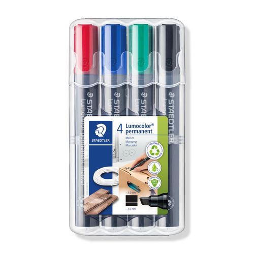 Staedtler 350 Permanent Marker Chisel Assorted Wallet of 4