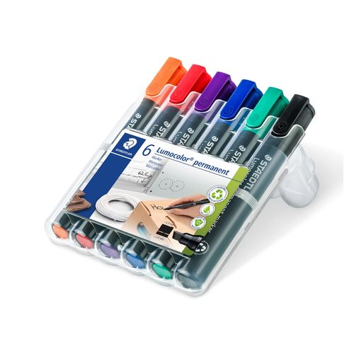 Staedtler 350 Permanent Marker Chisel Assorted Wallet of 6