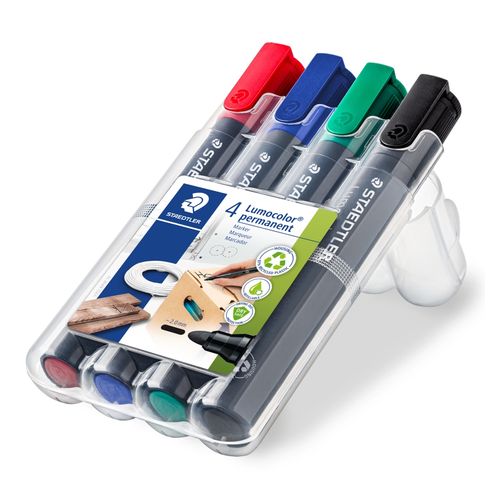 Staedtler 352 Permanent Marker Bullet Assorted Wallet of 4