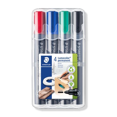 Staedtler 352 Permanent Marker Bullet Assorted Wallet of 4