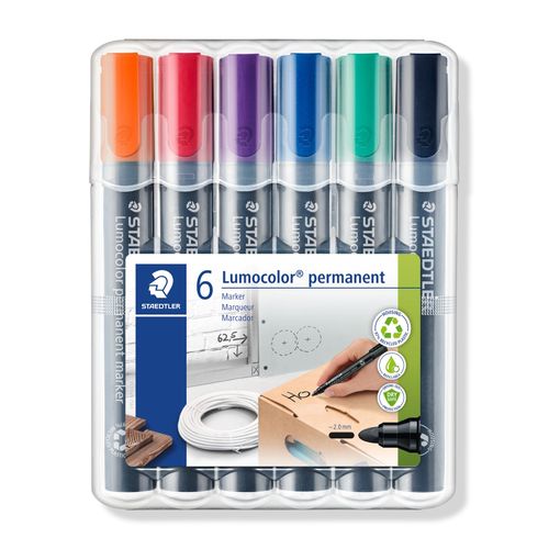 Staedtler 352 Permanent Marker Bullet Assorted Wallet of 6
