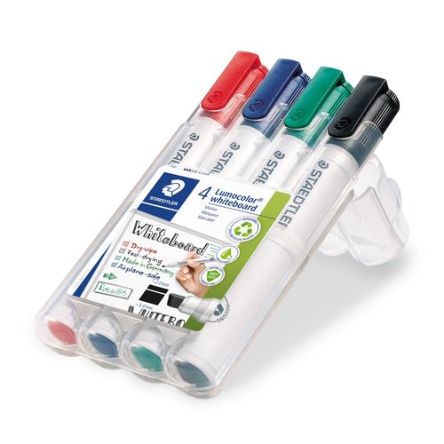 Staedtler Lumocolor 351B Whiteboard Marker Chisel Assorted Colours Wallet 4