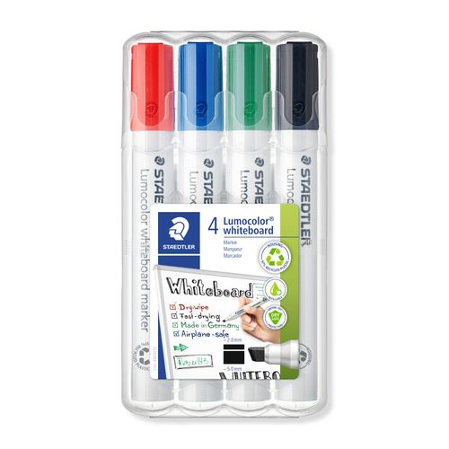 Staedtler Lumocolor 351B Whiteboard Marker Chisel Assorted Colours Wallet 4