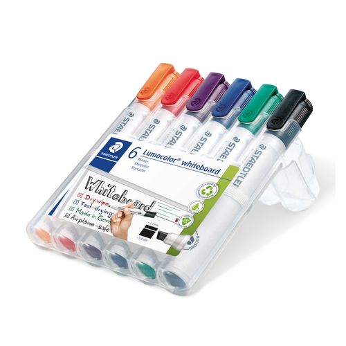 Staedtler Lumocolor 351B Whiteboard Marker Chisel Assorted Colours Wallet 6