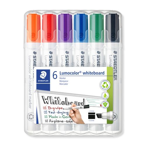 Staedtler Lumocolor 351B Whiteboard Marker Chisel Assorted Colours Wallet 6