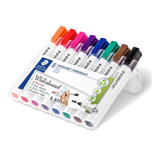 Staedtler Lumocolor 351 Whiteboard Marker Bullet Assorted Colours Wallet 8