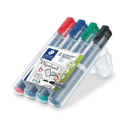 Staedtler Lumocolor Flipchart Marker Wallet Of 4 Assorted Colours 356 WP4