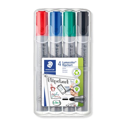 Staedtler Lumocolor Flipchart Marker Wallet Of 4 Assorted Colours 356 WP4