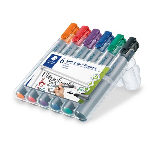Staedtler Lumocolor Flipchart Marker Wallet Of 6 Assorted Colours 356 WP6