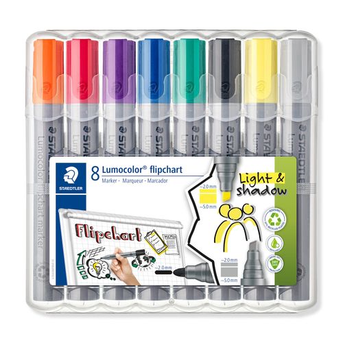 Staedtler Lumocolor Flipchart Marker Wallet Of 8 Assorted Colours 356 SWP8