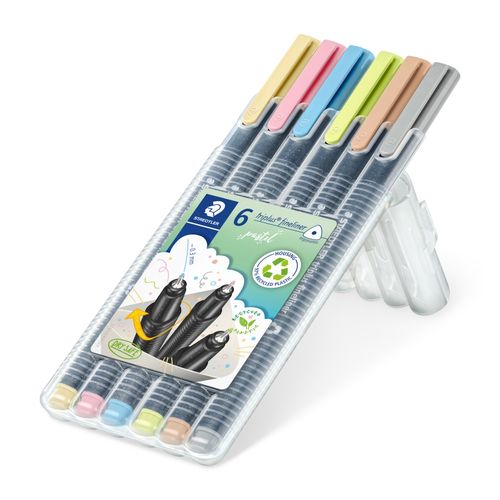 Staedtler Triplus Fineliner Pen Wallet Of 6 Assorted Pastel Colours 334 SB6 PA