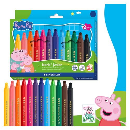 Staedtler Peppa Pig Noris Junior Coloured Fibre-tip Pens Box of 12