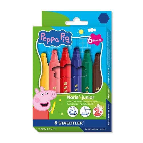 Staedtler Peppa Pig Noris Junior Coloured Fibre-tip Pens Box of 6