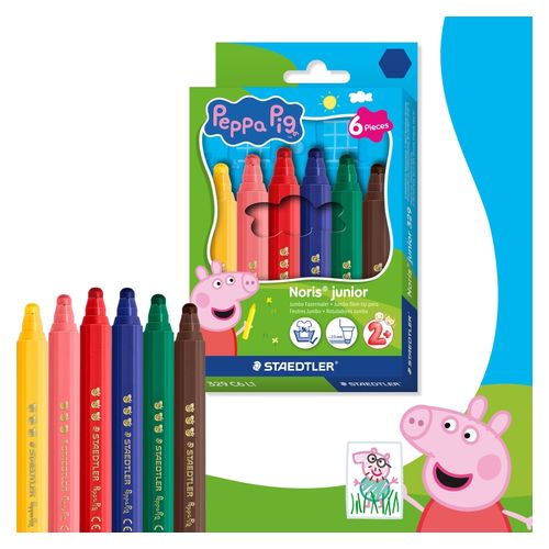 Staedtler Peppa Pig Noris Junior Coloured Fibre-tip Pens Box of 6