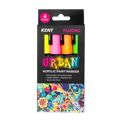 Kent Urban Paint Marker 6mm Nib Fluoro Set 4