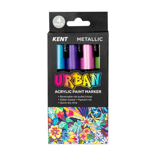 Kent Urban Paint Marker 6mm Nib Metallic Set 4