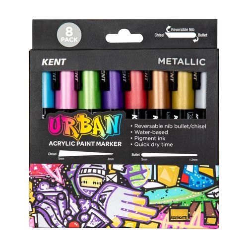 Kent Urban Paint Marker 6mm Nib Metallic Set 8