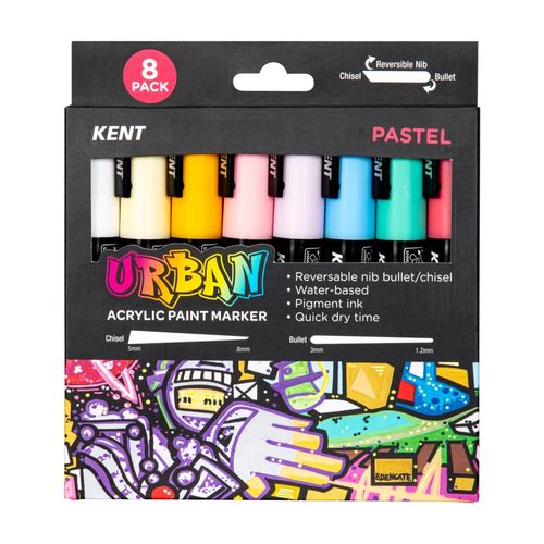 Kent Urban Paint Marker 6mm Nib Pastel Set 8