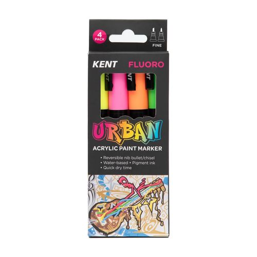 Kent Urban Paint Marker 3mm Nib Fluoro Set 4