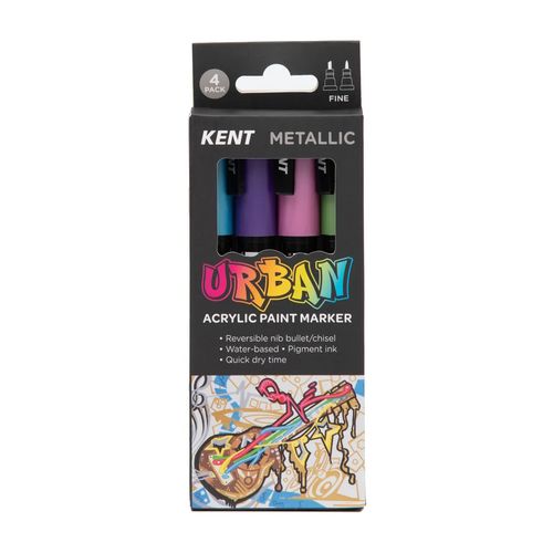 Kent Urban Paint Marker 3mm Nib Metallic Set 4