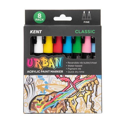 Kent Urban Paint Marker 3mm Nib Classic Set 8