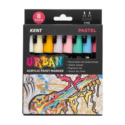 Kent Urban Paint Marker 3mm Nib Pastel Set 8