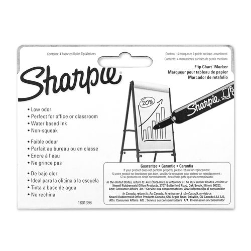 Sharpie Flipchart Marker Bullet Business Assorted Pack 4