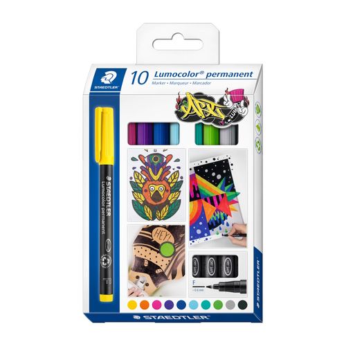 Staedtler Lumocolor Permanent Fine Marker 318 Art Assorted Wallet of 10