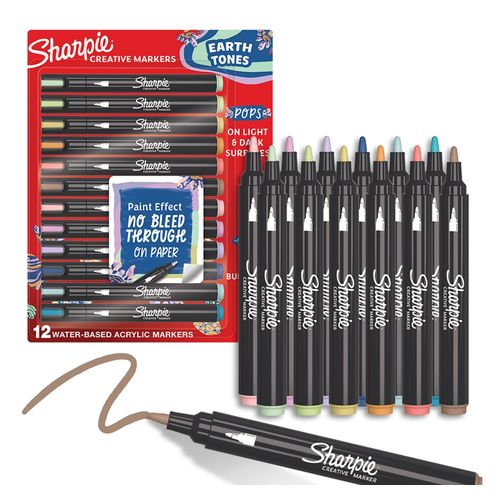 Sharpie Creative Acrylic Bullet Markers Earth Tones Pack 12