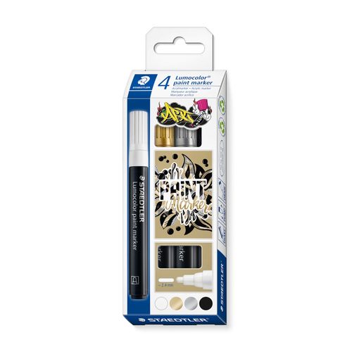 Staedtler Lumocolor 349 Paint Markers Assorted Metallic Pack 4
