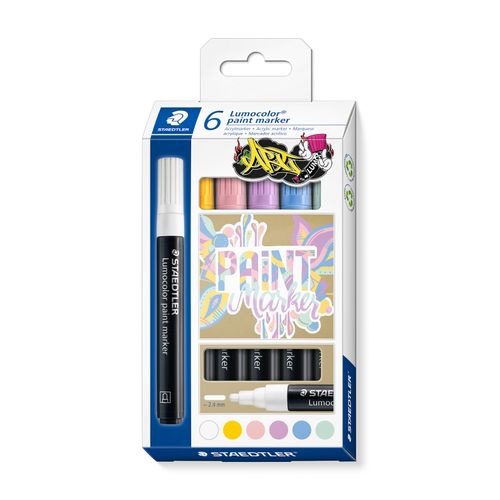 Staedtler Lumocolor 349 Paint Markers Assorted Pastel Pack 6