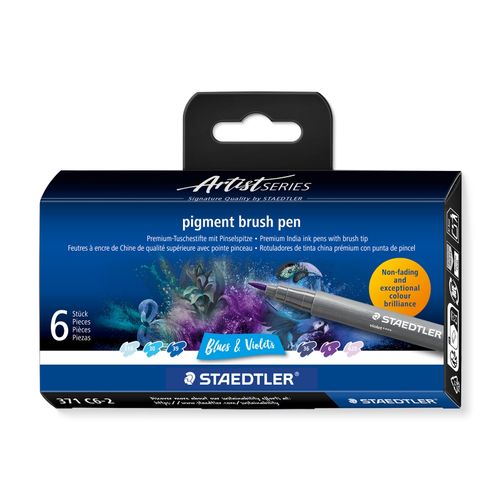 Staedtler Pigment Arts Brush Pen 371 Blues & Violets 6 Pieces