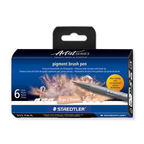 Staedtler Pigment Arts Brush Pen 371 Beiges & Neutrals 6 Pieces