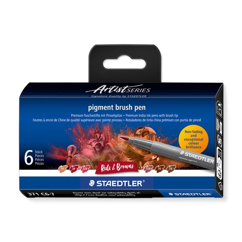 Staedtler Pigment Arts Brush Pen 371 Reds & Browns 6 Pieces