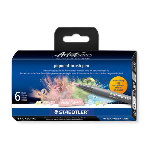 Staedtler Pigment Arts Brush Pen 371 Pastel Colours 6 Pieces