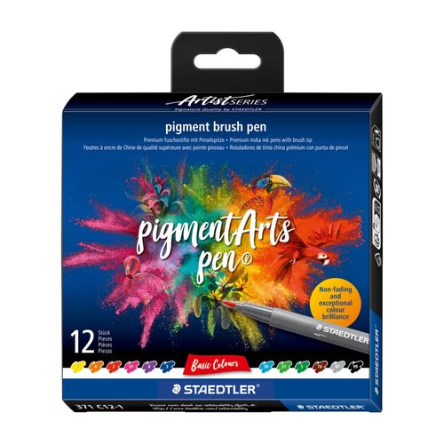 Staedtler Pigment Arts Brush Pen 371 Basic Colours 12 Pieces