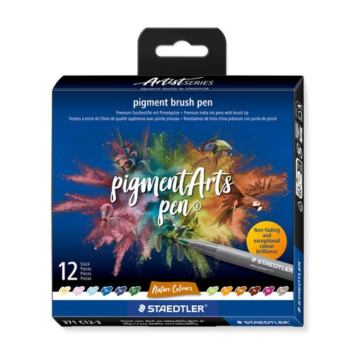 Staedtler Pigment Arts Brush Pen 371 Nature Colours 12 Pieces