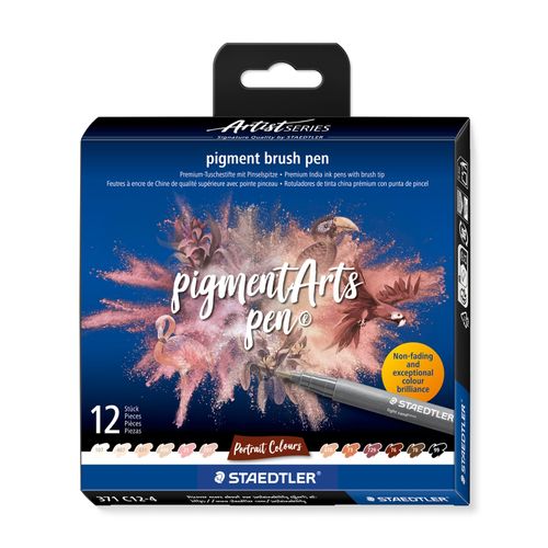 Staedtler Pigment Arts Brush Pen 371 Portrait Colours 12 Pieces