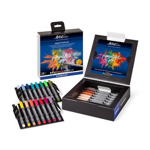 Staedtler Pigment Arts Brush Pen 371 Set 2 24 Assorted Colours