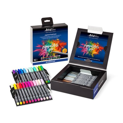 Staedtler Pigment Arts Brush Pen 371 36 Assorted Colours