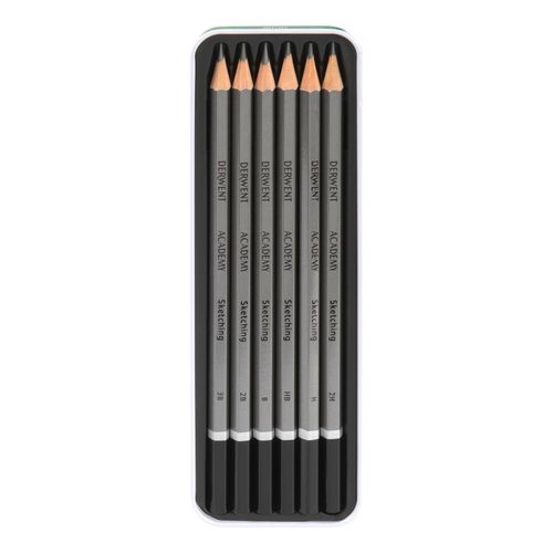 Derwent Academy Sketching Pencils Tin/6 3B, 2B, B, HB, H & 2H