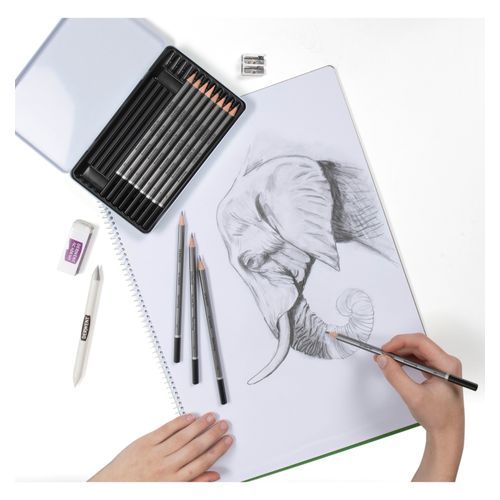 Derwent Academy Sketching Pencils Tin/12 6B, 5B, 4B, 3B, 2B, B, HB, H, 2H,3H, 4H &5H