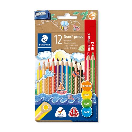 Staedtler Noris Jumbo Triangular Coloured Pencils Assorted Pack 10+2