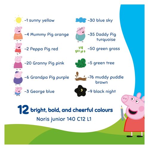 Staedtler Peppa Pig Noris Junior 3-in-1 Colouring Pencils Includes Pencil Sharpener Box 12